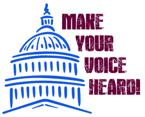 capitol outline with Make your voice heard in bold text