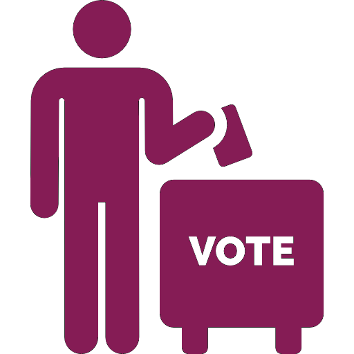 outline of person putting ballet in voting box.