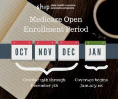 Medicare Open Enrollment Period Oct-Dec, coverage begins Jan