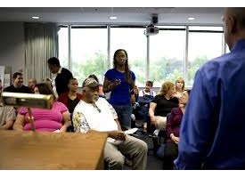 people at town hall meeting