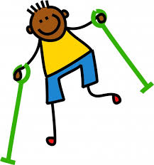 smiling child with hand crutches