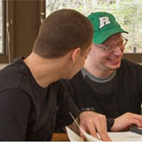 two friends laughing